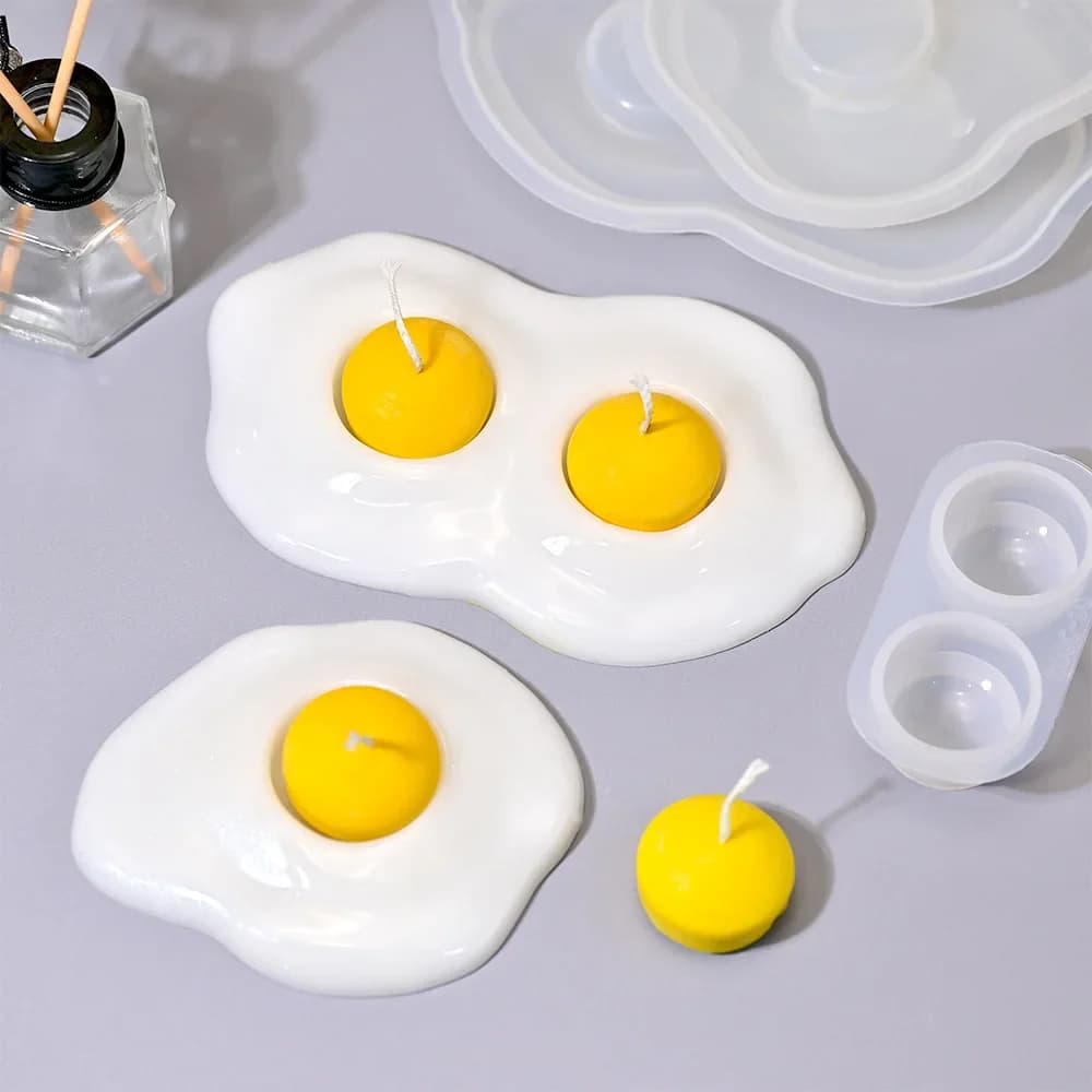 Portacandele per uova in camicia Stampi in gesso di cemento di cemento Stampo in silicone per candele a doppio tuorlo fai-da-te Stampo in resina per ornamenti di uova d'arte artigianale