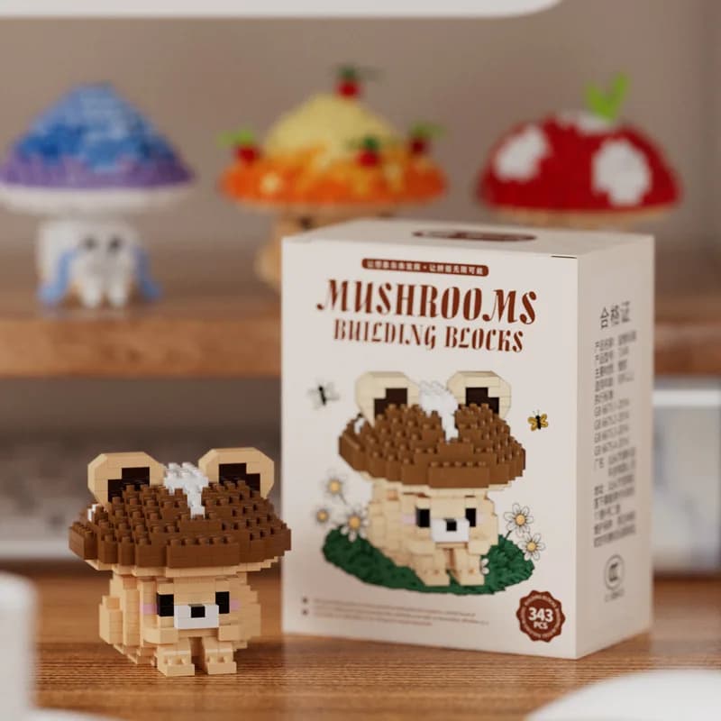 Nuovo simpatico modello di blocco di funghi di simulazione giocattolo educativo per bambini assemblaggio per il tempo libero gioco di decompressione regalo per bambini
