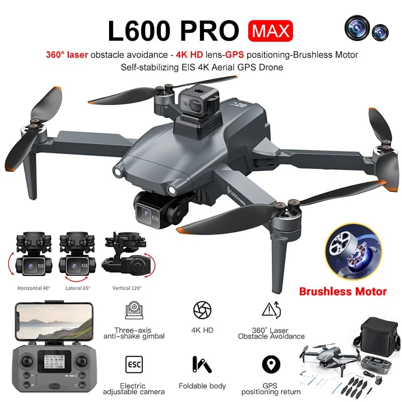 LYZRC L600 PRO MAX 3KM GPS Drone professionale 4K HD Doppia fotocamera 5G WIFI 360 ° Giocattolo quadricottero senza spazzole per evitare ostacoli VS L900