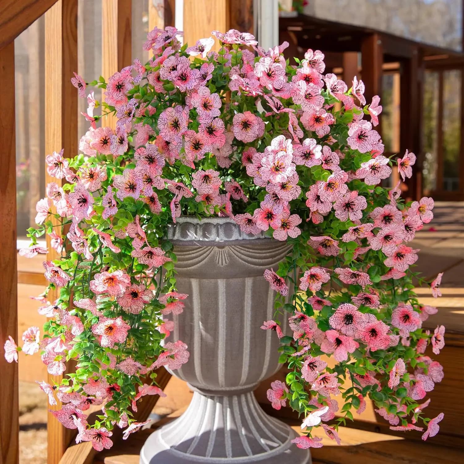 2pcs Hanging Artificial Flowers Plants -Outdoors Spring Summer Decoration, Faux Hanging Flowers Garden Porch Window xt2151-fro