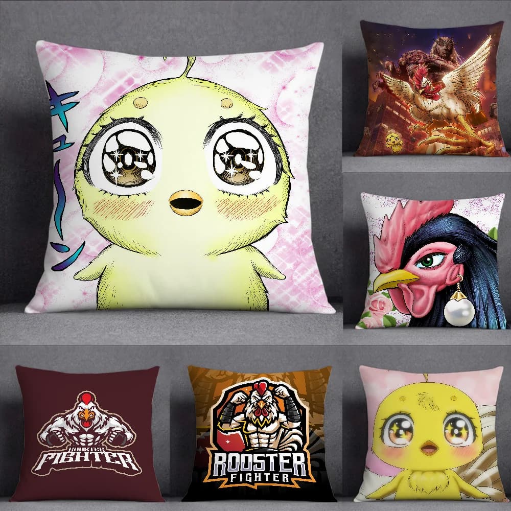Rooster Fighter Manga Anime Pillow Case Square Double-Sided Printing Sofa Cushion Cover Pillowcase Bedroom Bedside