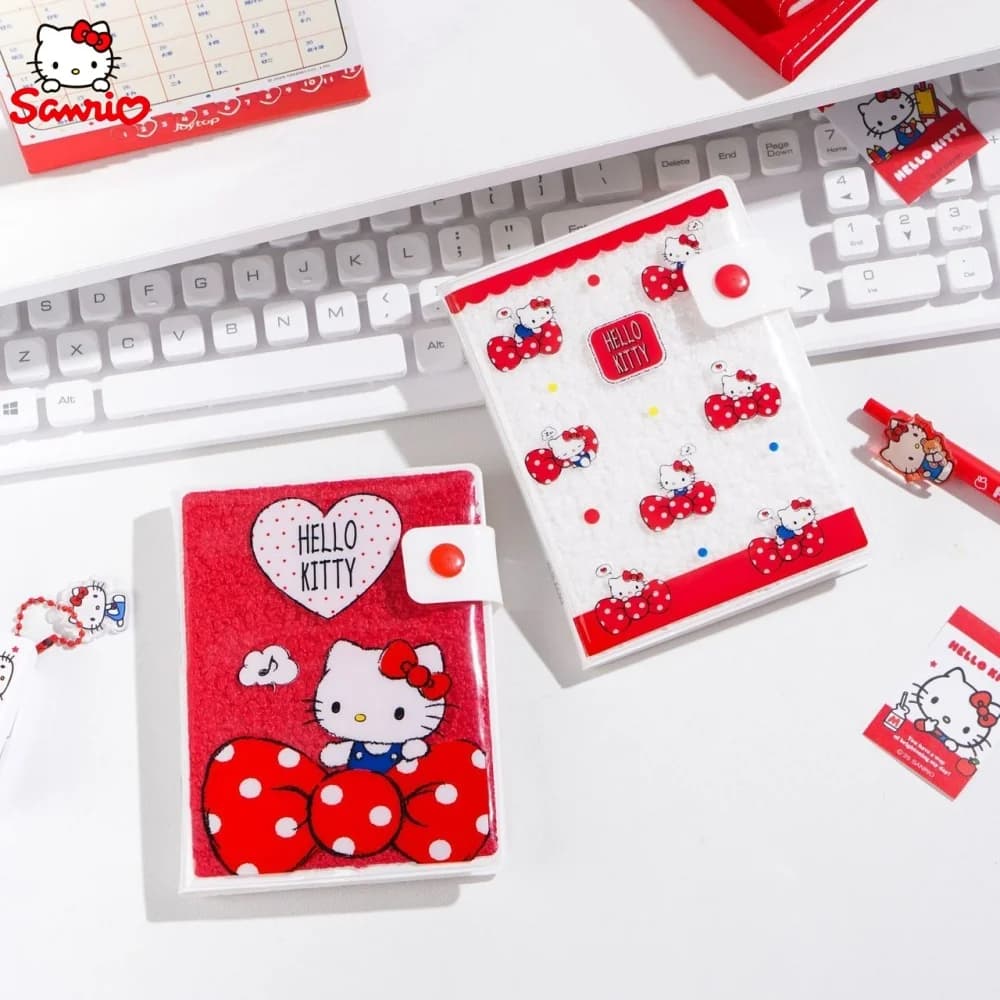 Genuine Hello Kitty 64K Plush PVC Cover Notebooks Sanrio KT Cat Cartoon Lined Diary Plannesr For Back To School Stationery Gifts