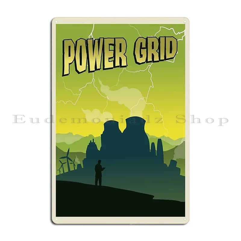 Power Grid Gioco da tavolo Poster da viaggio minimalista Stile Gaming Art Targa in metallo Garage in ferro arrugginito Crea poster con targa in metallo per cinema