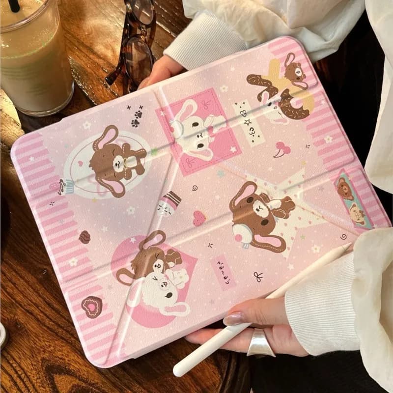 Custodia per Tablet a Forma di Coniglio Carino per iPad Pro 11 M2 M3 M4 M5 A16 2025 Air4 5 6 7 12.9/13/9.7/10.2/10.5/9.7in 5a 6a 7a 8a 9a 10a 11a Generazione