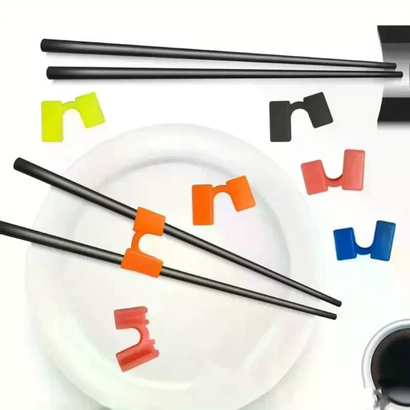 of 6 Reusable Chopsticks Helpers Training Adults Kids Non-Slip Chopstick Hinges Connector Portable Practice Chopsticks Aids Pac