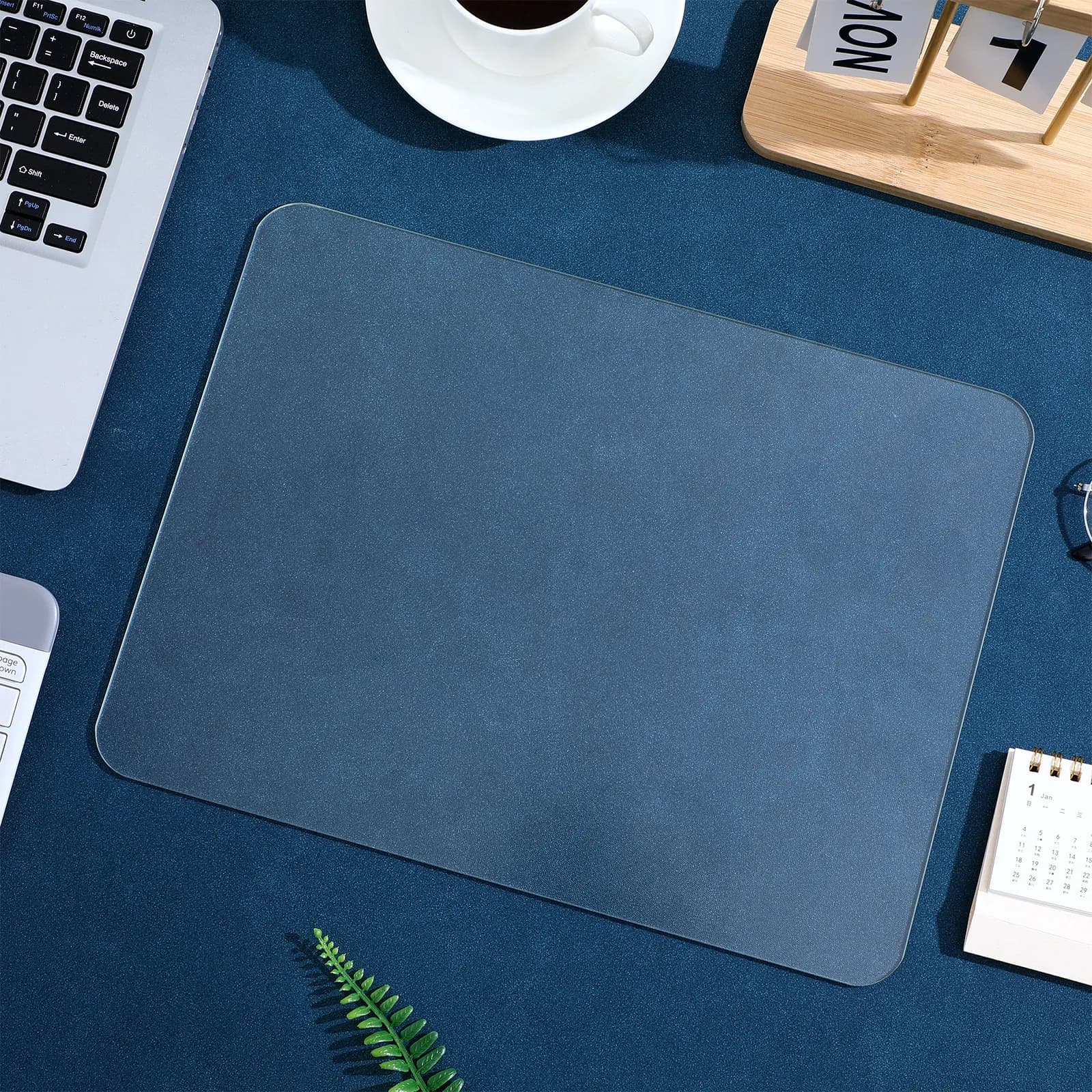 Tappetino per Mouse in Vetro Trasparente, Superficie Liscia e Stabile, Protezione per Scrivania, Mousepad da Gaming per Laptop, Casa e Ufficio