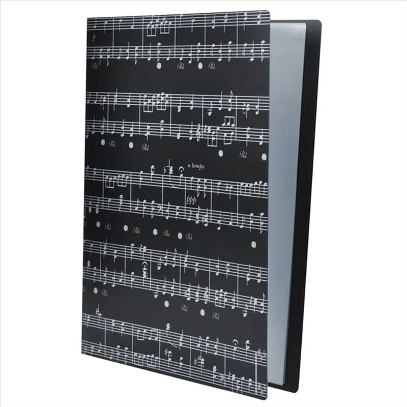 Cartella portadocumenti in fogli di spartiti Cartella portadocumenti Portadocumenti in fogli vuoti in plastica formato A4 40 tasche (Foglio musicale nero)