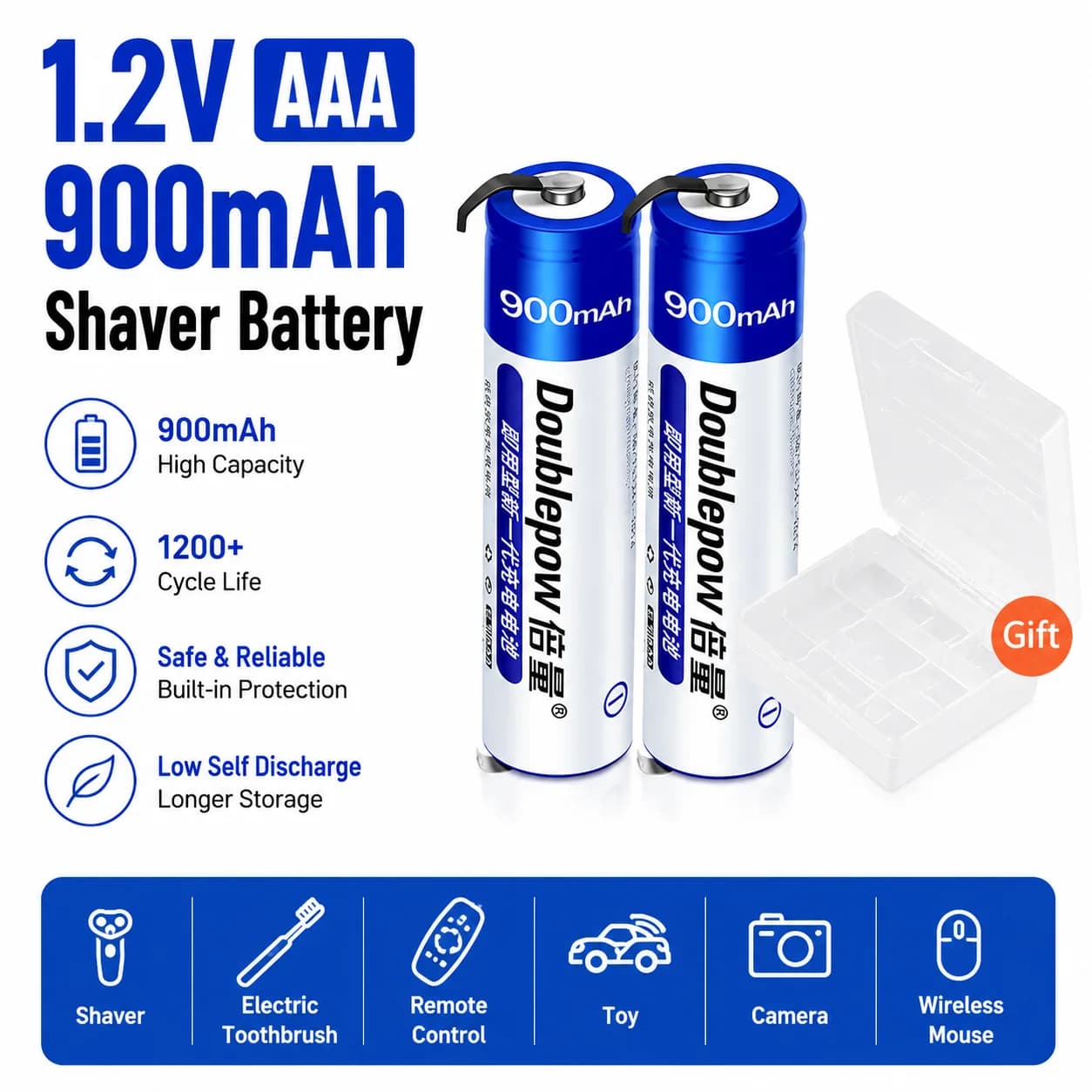 2-8PCS 1.2V AAA 900mah Rechargeable Ni-MH battery with welding tabs for Philips Electric Shaver Toothbrush Razor