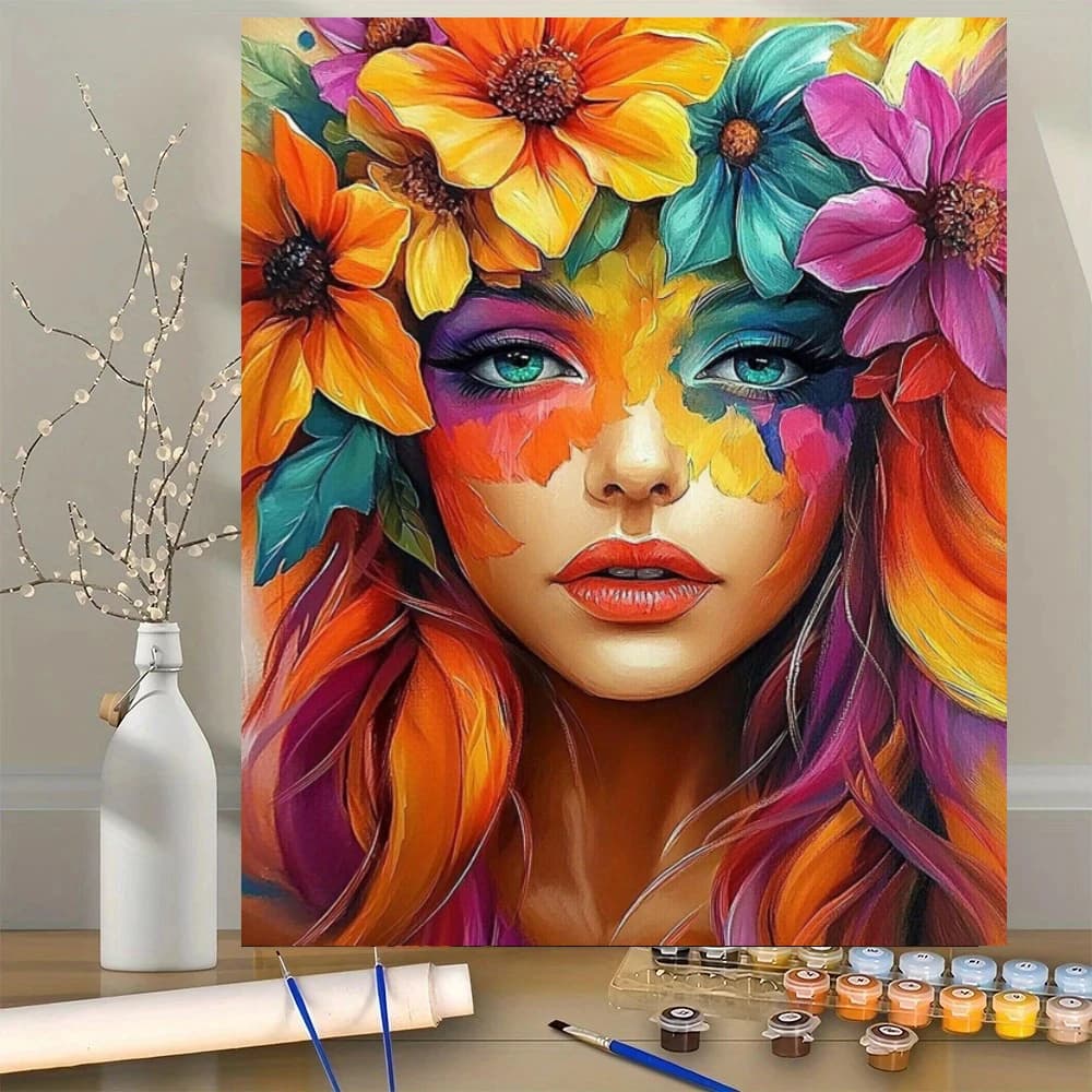 Acrylic Paint By Numbers Colorful Flowers Art Oil Painting Package Art Picture For Bedroom Wall Adults Hand Painted Unique Gift