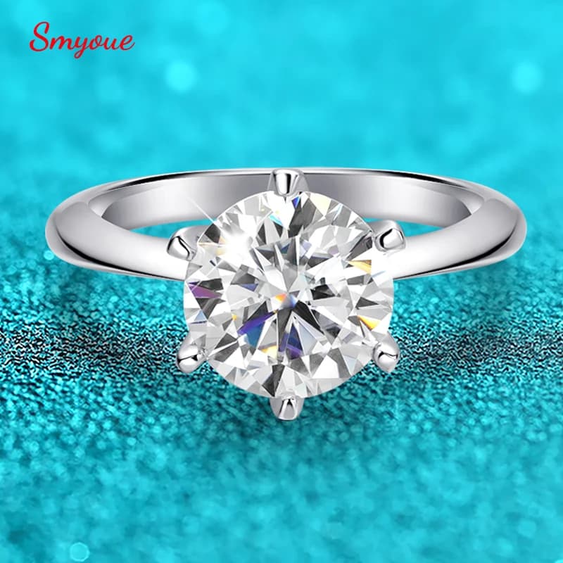 Smyoue 0.5-5CT Certified Moissanite Solitaire Ring for Women D Vvs1 Sparkling Wedding 925 Sterling Silver Lab Diamond Band GRA