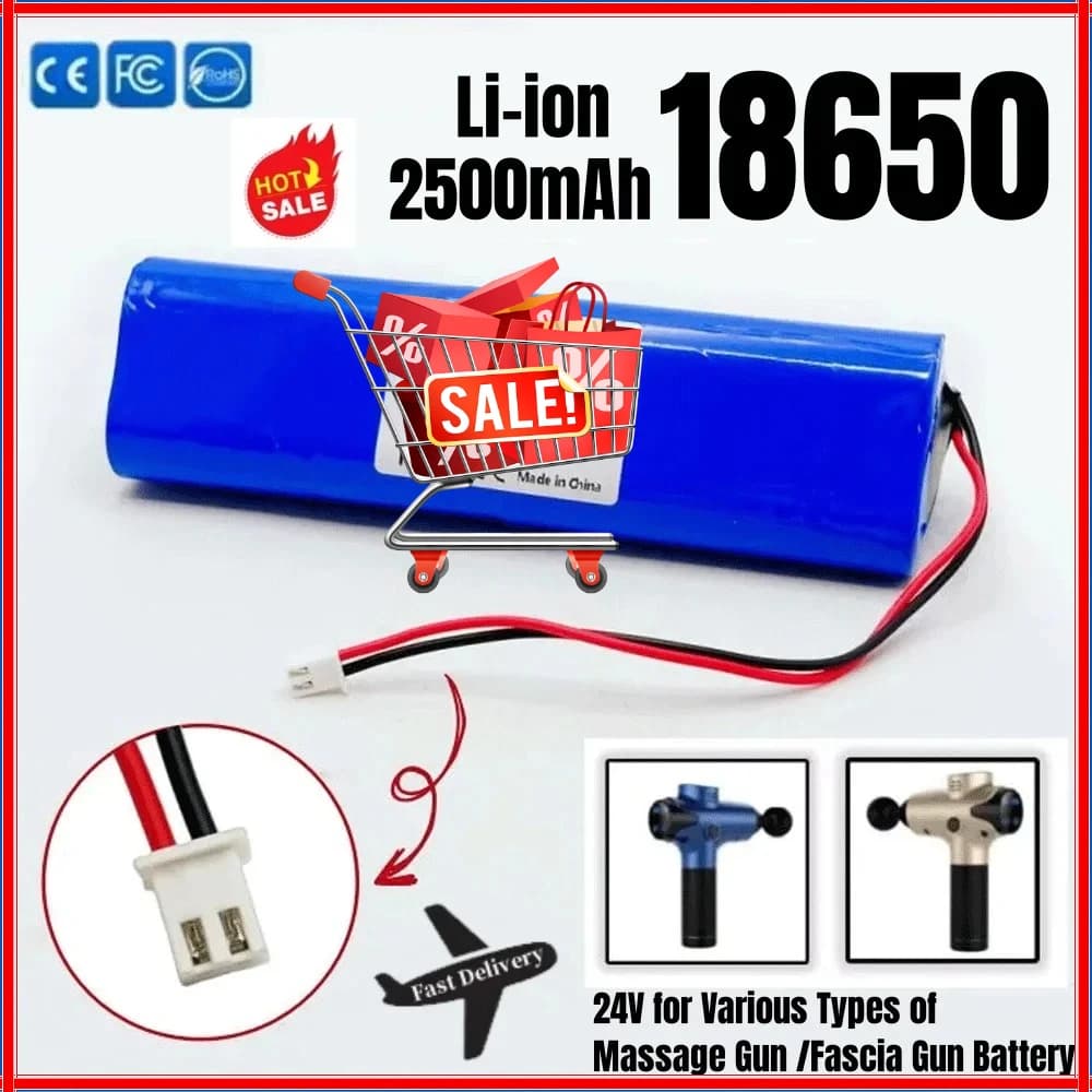 2.5 Ah 18650 24 V 2500 mAh Lithium Ion Rechargeable Battery for Phoenix A1 Massage Gun, Strap Gun