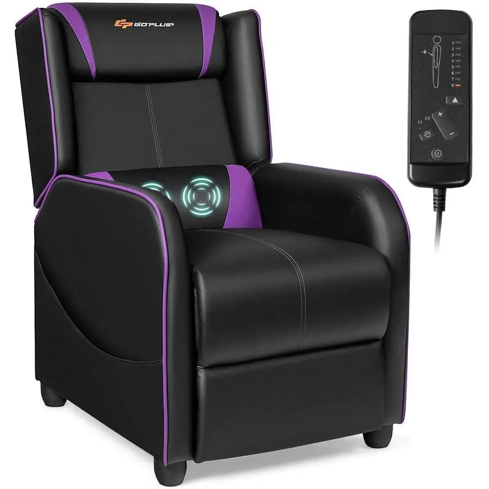 Ergonomic Racing-Style PU Leather Recliner with Footrest for Comfortable Living Room and Home Theater Use
