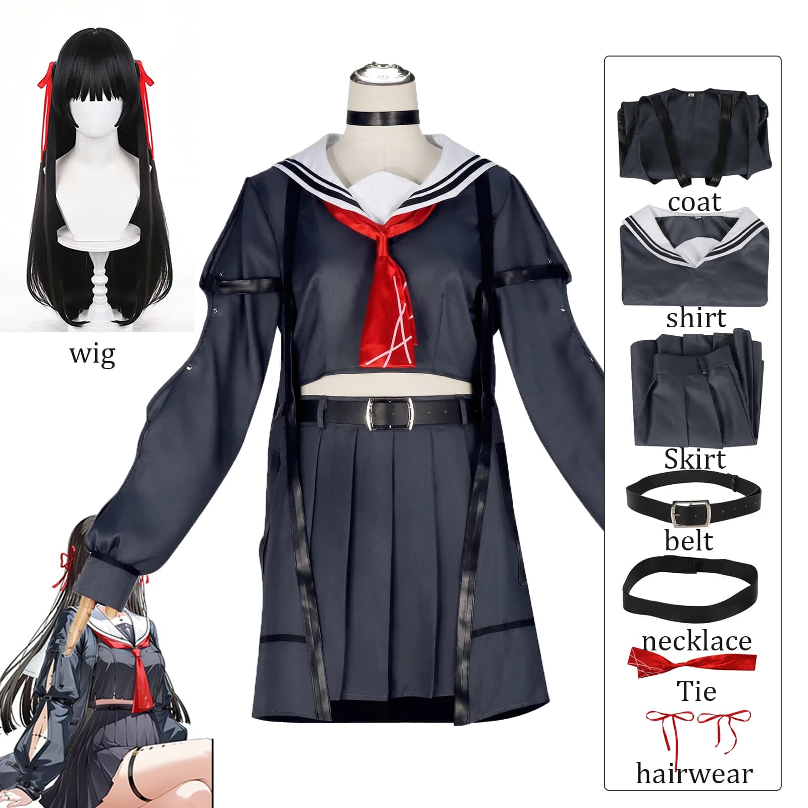 ANIMECC IN STOCK Kuchiba Chisa Wuwa Cosplay Costume Game Wuthering Waves Cosplay Wig Halloween Party Outfits for Women