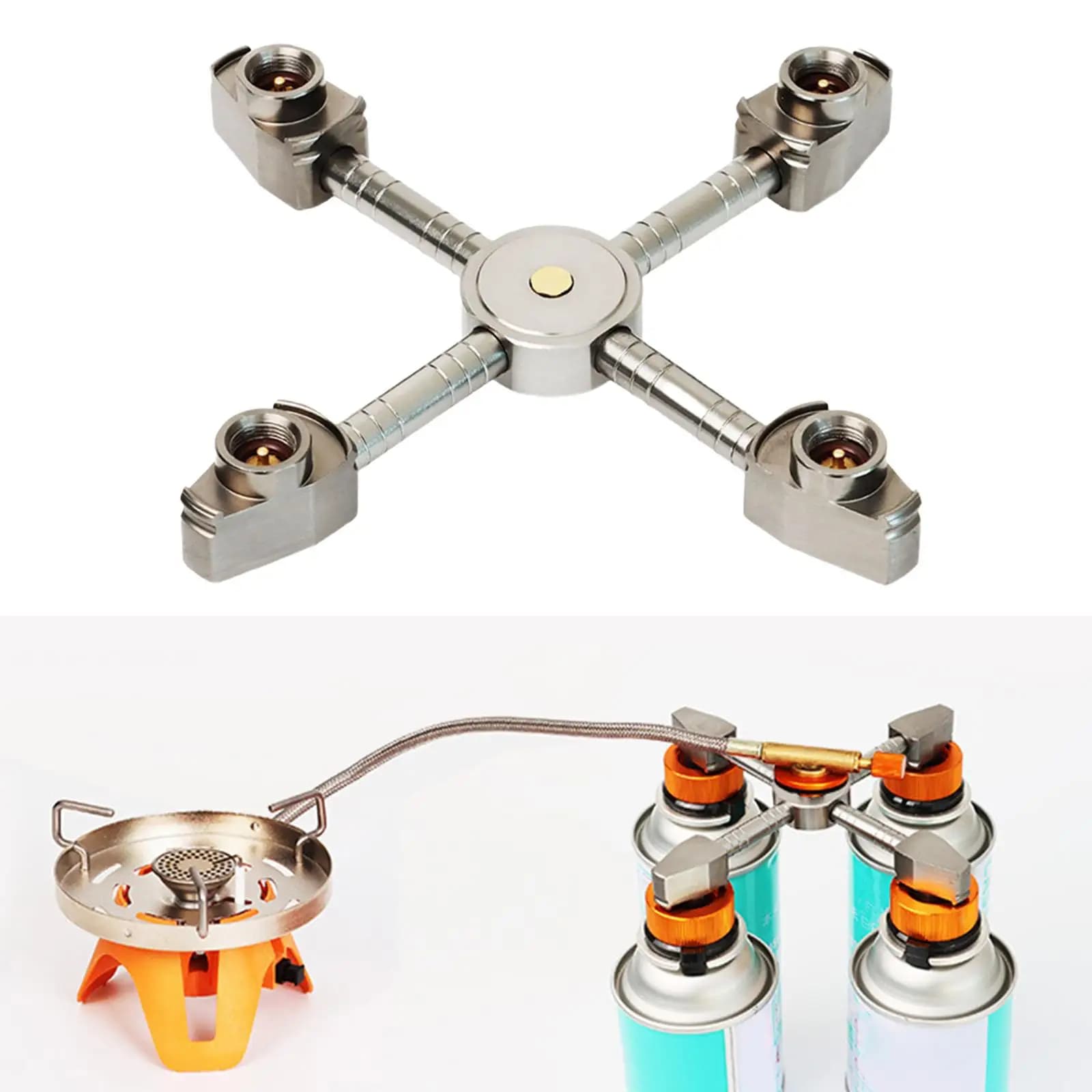 Adapter for Camping Stove in Aluminium, Gas Bottle Converter, Burner Coupler
