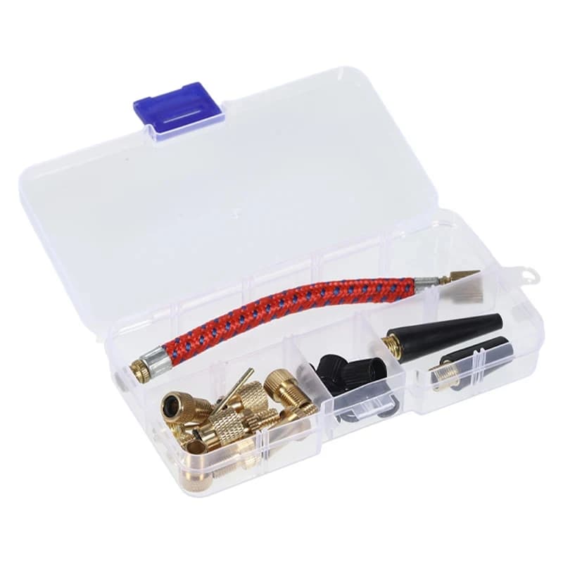 21PCS Kit di gonfiaggio per pneumatici per biciclette Adattatori per tubi dell'aria con ago per tubi Connettore della pompa per set di strumenti di riparazione per basket bici