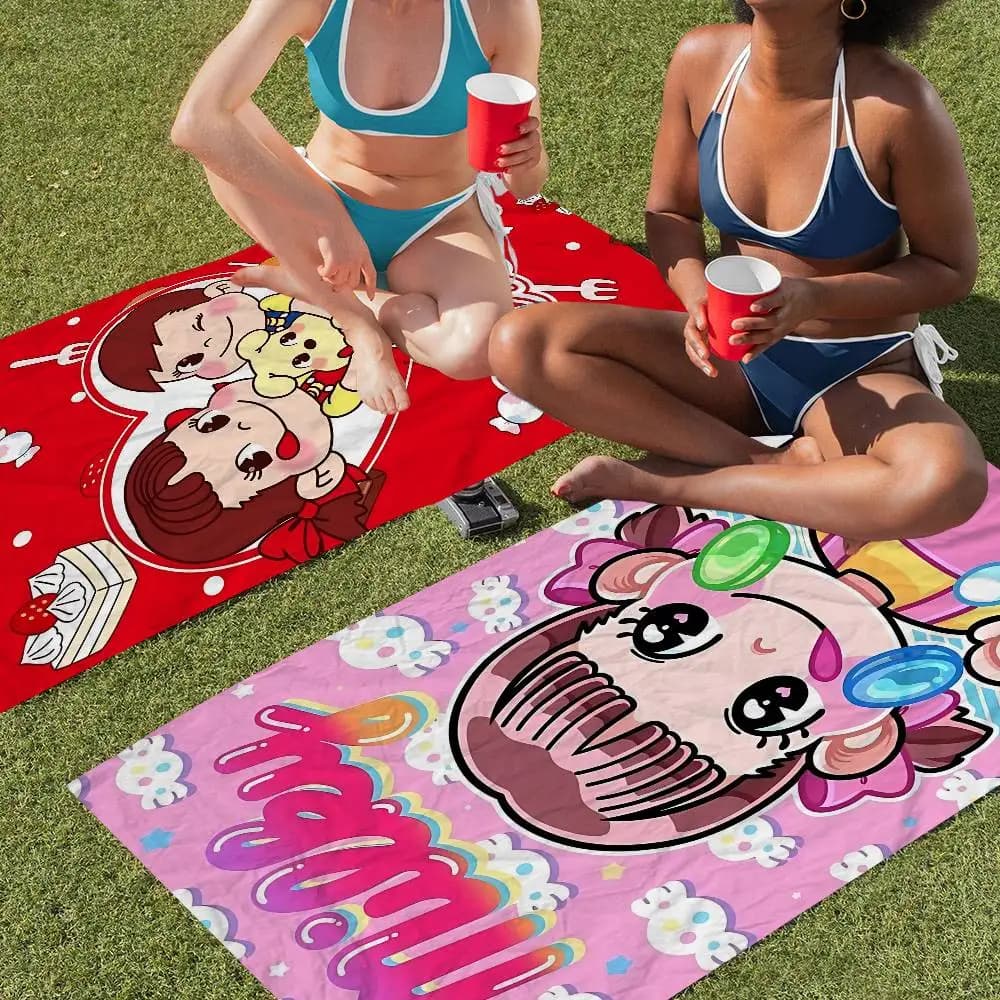 Asciugamani da Spiaggia in Microfibra M-mil-ky W-way P-peko-Chan, Asciugatura Rapida, per Viaggi, Piscina, Yoga