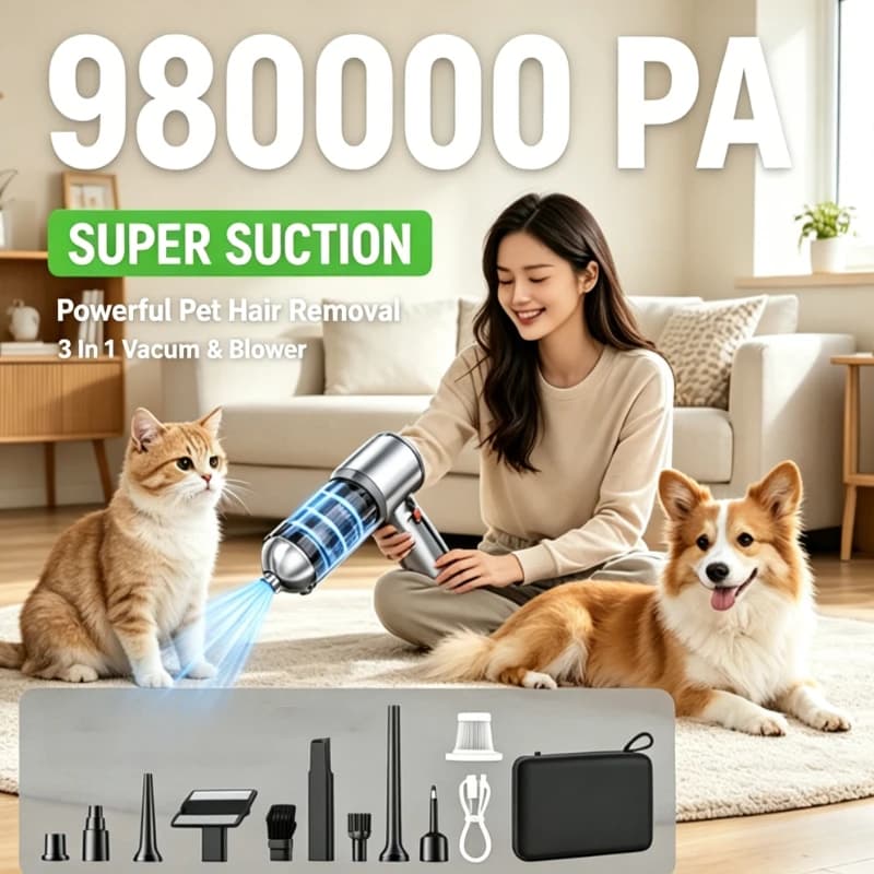 Aspirapolvere per Auto ad Alta Potenza, Portatile, Senza Fili, con Motore Brushless, Potente Soffiatore d'Aria per Elettrodomestici