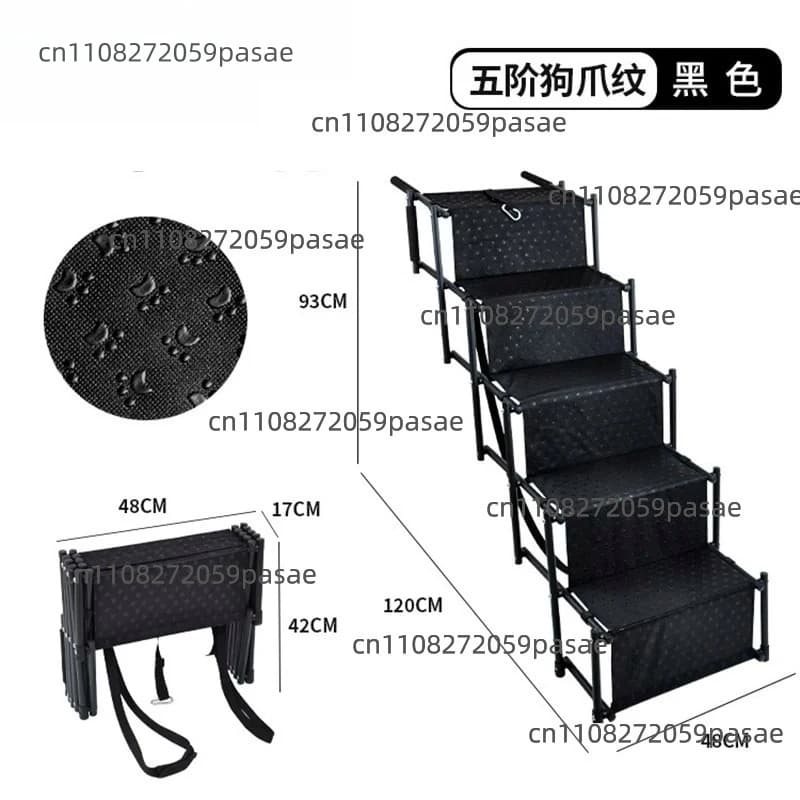 Rampa per Animali Domestici a 5/6 Gradini con Superficie Antiscivolo, Scala per Cani e Gatti con Telaio in Alluminio per Letto, Camion, Auto, SUV, Supporta 200 Libbre