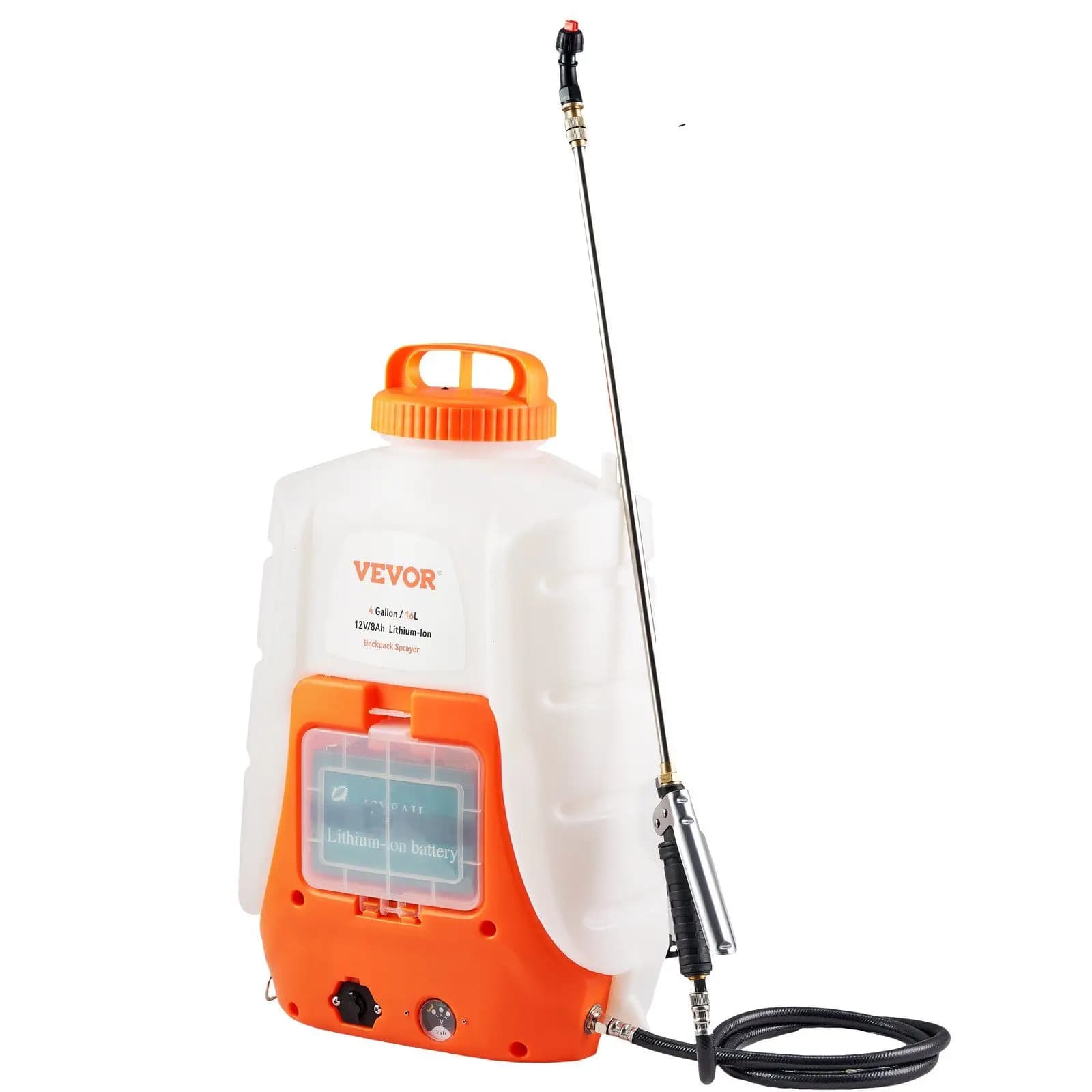 Spruzzatore a Zaino da 4 Galloni con Batteria 12V 8Ah e Coperchio a Bocca Larga per Pulizia del Prato, Giardino e Controllo dei Parassiti