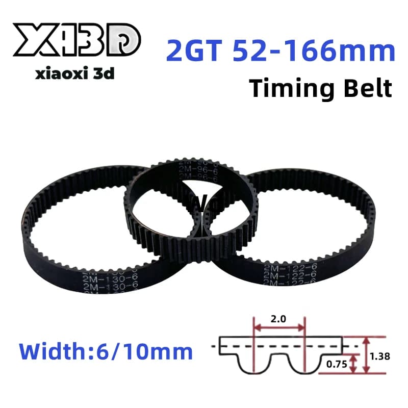 2GT Larghezza della cinghia 6/10mm GT2 Cinghia dentata ad anello chiuso Perimetro in gomma 52mm ~ 166mm 2M Cinghia sincrona dentata Parti della cinghia della stampante 3D