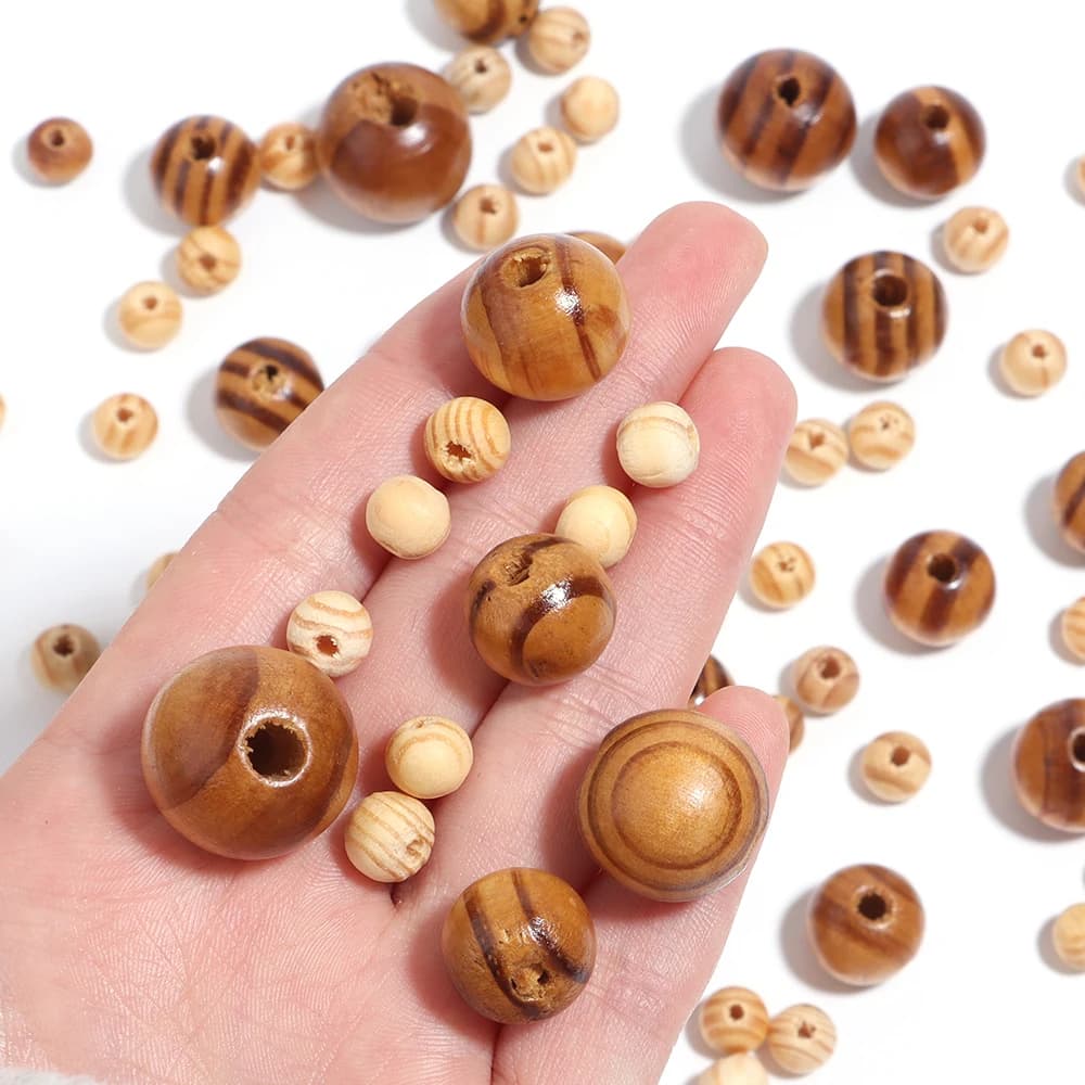 20-300 pz/lotto Perline di Legno di Pino Log Colore Rotondo Perline Sparse Per Gioielli FAI DA TE Che Fanno Collana Braccialetto Artigianato Accessori