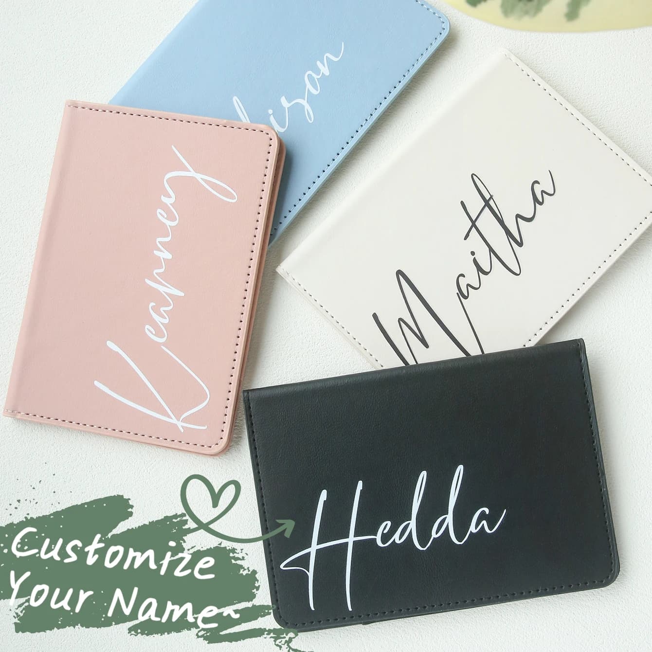 1 copertina per passaporto in pelle con nome personalizzato - Porta carte per documenti chic con monogramma personalizzato Accessorio da viaggio unico