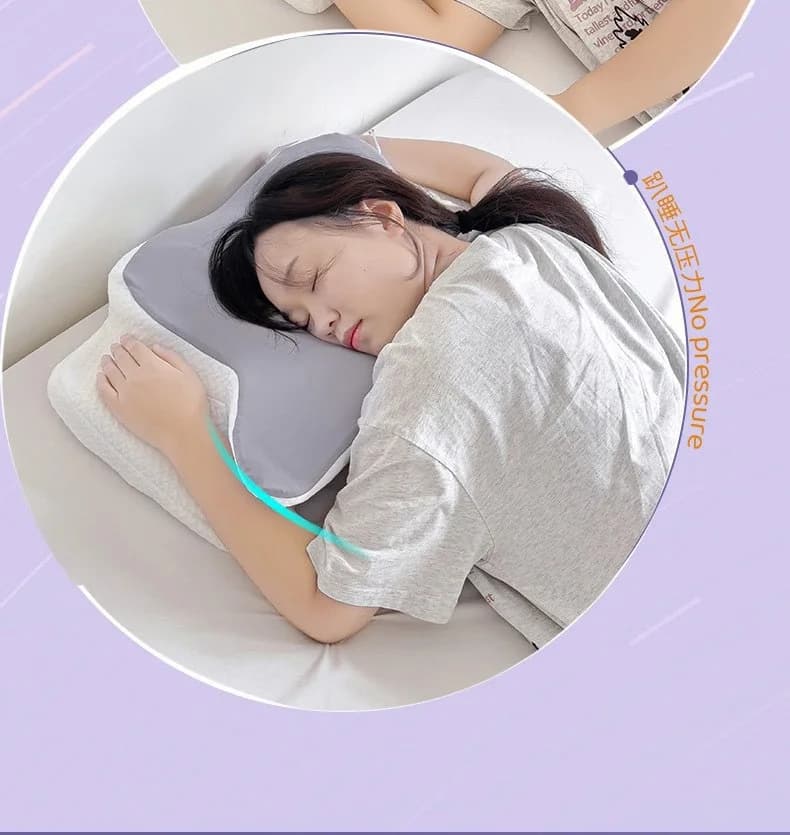 Cuscino in memory foam con ritorno a forma lento e funzione anti-collapsamento per il supporto del collo. Cuscino a forma di farfalla.
