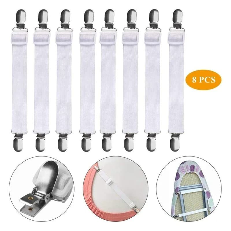 8 adjustable clips for sheets, elastic straps for mattress, fastening straps for sheets and sofa cover
