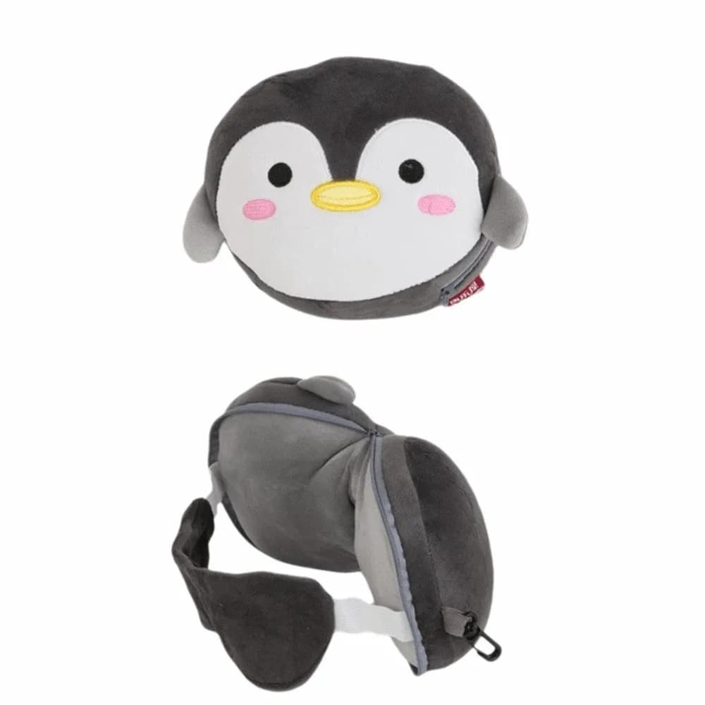 Cuscino da Viaggio 2 in 1 a Forma di Cartone Animato, Copriocchi Portatile Multifunzionale a Forma di U per Riposini e Sonno