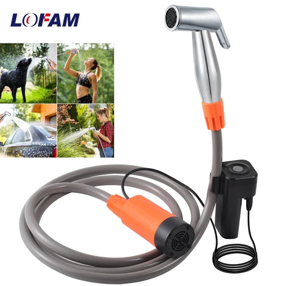 Pompa da doccia ricaricabile per doccia da campeggio portatile per arrampicata all'aperto per il bagno in spiaggia, irrigazione dei fiori, per pulire i cani dell'auto degli animali domestici