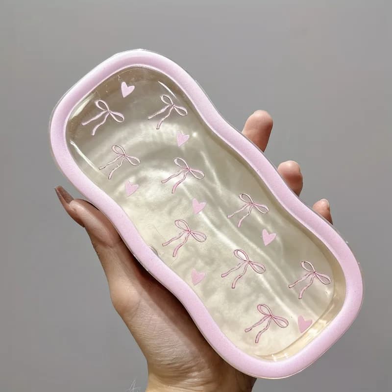 Custodia per occhiali magnetica da 1 pezzo con design a fiocco a forma di cuore - Scatola portaoggetti portatile trasparente per uomini e donne - Occhiali carini regalo ideale
