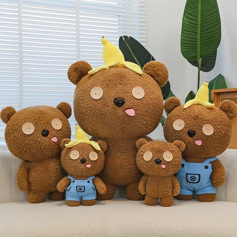 New 35/70cm Banana Brum Bear Plush Toy with Overalls Large Teddy Bear Stuffed Animal Cuddly Sleep Pillow Gift for Kids Birthday