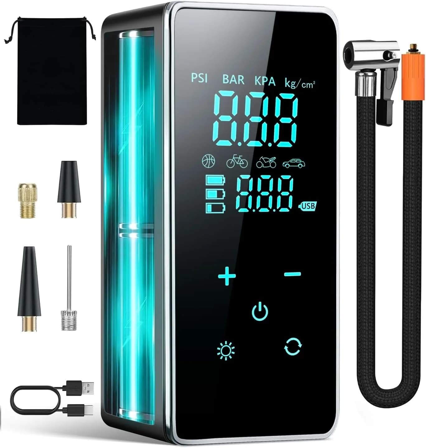 Gonfiatore per pneumatici portatile Air Compressor-4000mAh & 150PSI gonfiatore per pneumatici portatile-pompa ad aria Cordless per auto, moto, bici, palla