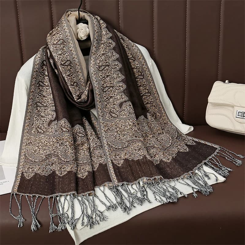 Nappa coperta Design spessa Pashmina nuovo inverno caldo scialle avvolgere Cashmere Jacquard sciarpa donna fazzoletto da collo Poncho stole 2024