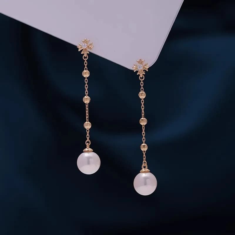 MeiBaPJ 9-10mm Perle Nearround Natural Long Silver Pendant Earrings 925 Fine Wedding Jewelry for Women