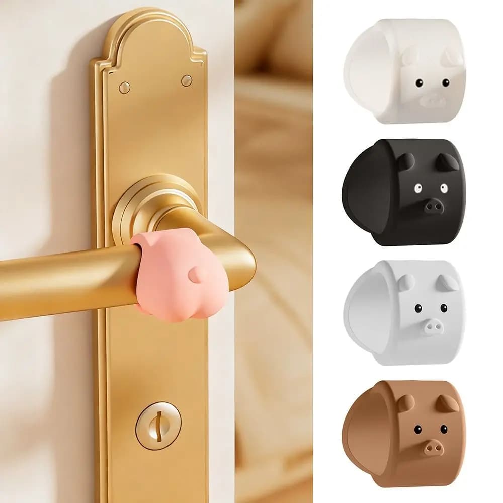 3 pezzi portatile in silicone fermaporta cartone animato punzonatura protezione da parete anti-shock maniglia silenziosa paraurti per camera da letto