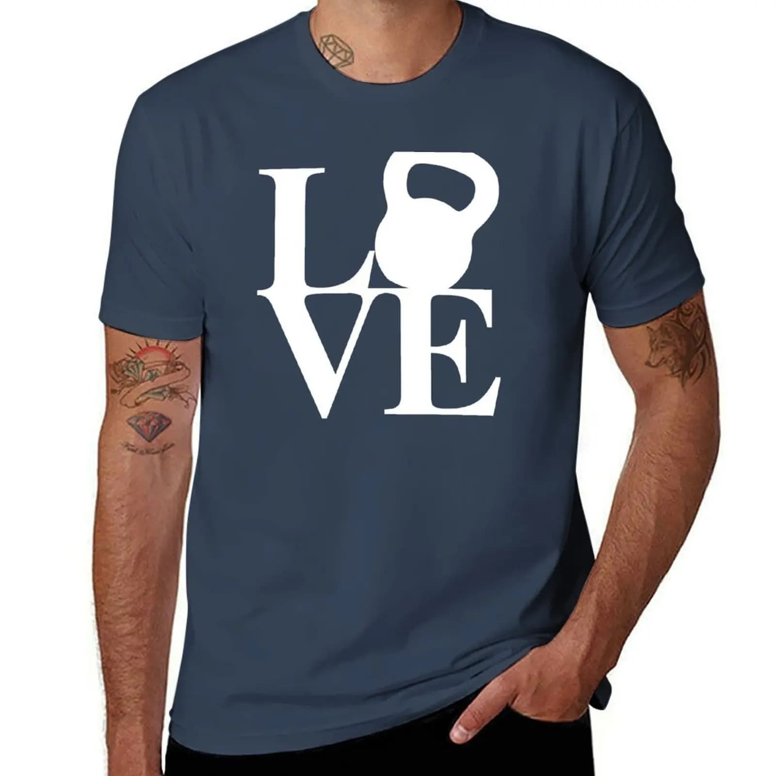 T-shirt Love Kettlebell, maglietta casual resistente alle macchie