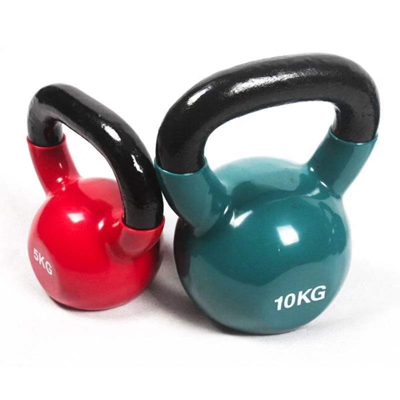 2026 Factory Price Plastic Coated Glossy Non-Slip Waterproof Cast Iron Kettlebell Gym Training Home Fitness Equipmentpromote Sal