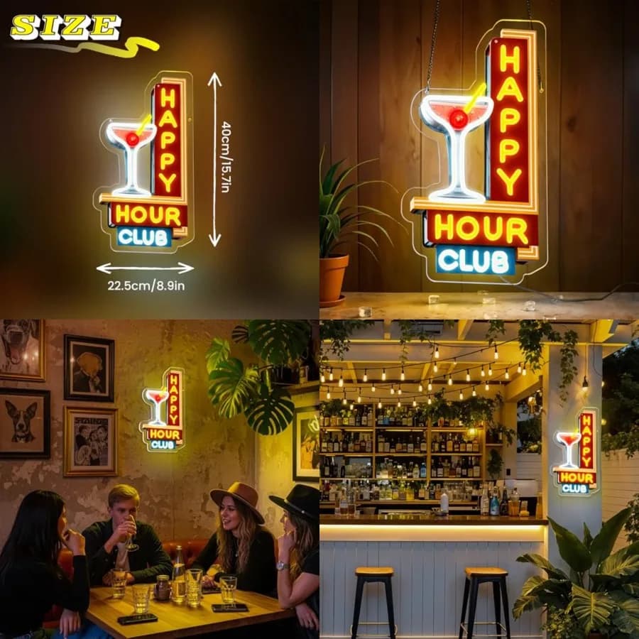 Neon Signs Dimmable Retro Led Club Neon Light for Bar Club Pub Party USB Powered Neon Light Sign Man Cave Gifts Yellow