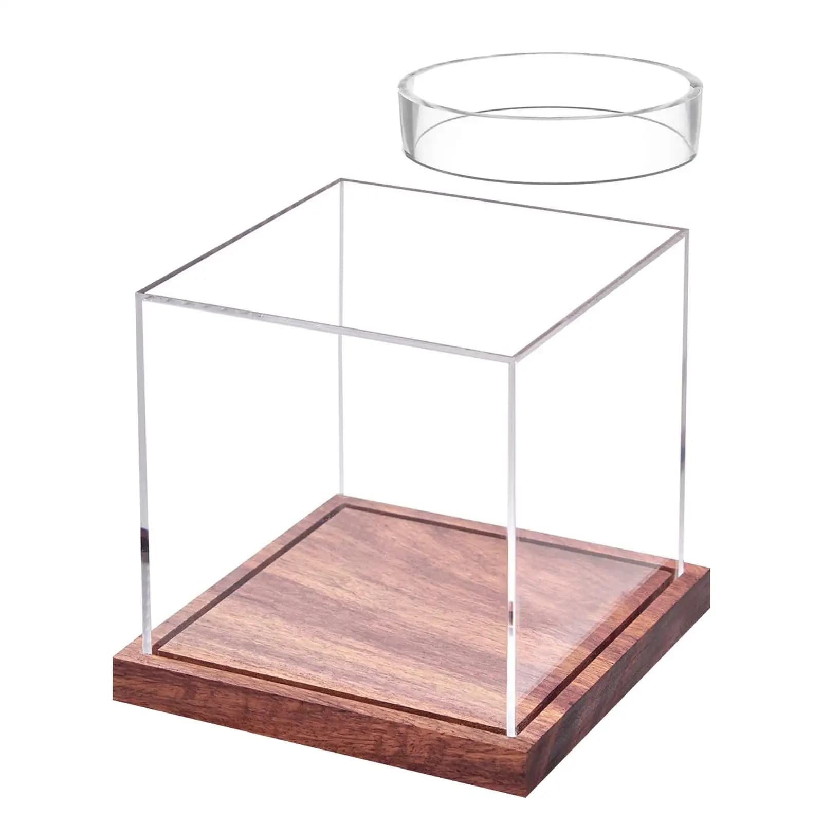 Vetrine da baseball per palline Vetrina da baseball in acrilico Trasparente Organizzatore di souvenir sportivi con base in legno per tennis golf