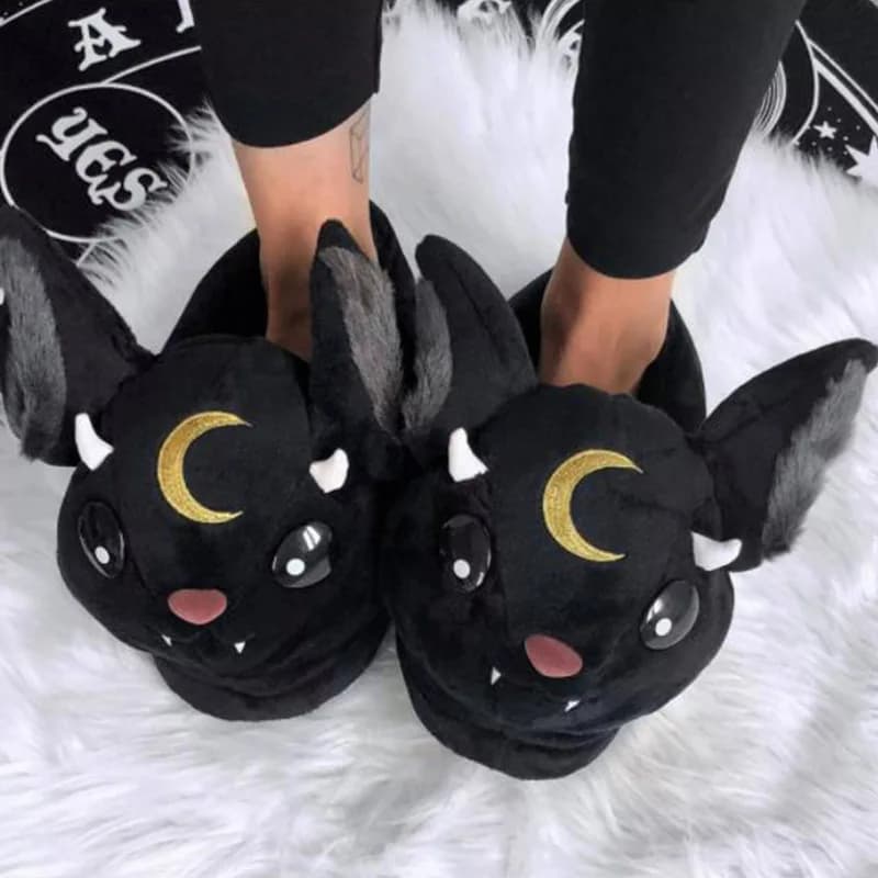 Michael Myers Slippers Devil Rabbit Women Plush Slippers Black Blood Dark Lord Horror House Shoes Warm Soft Funny Slipper