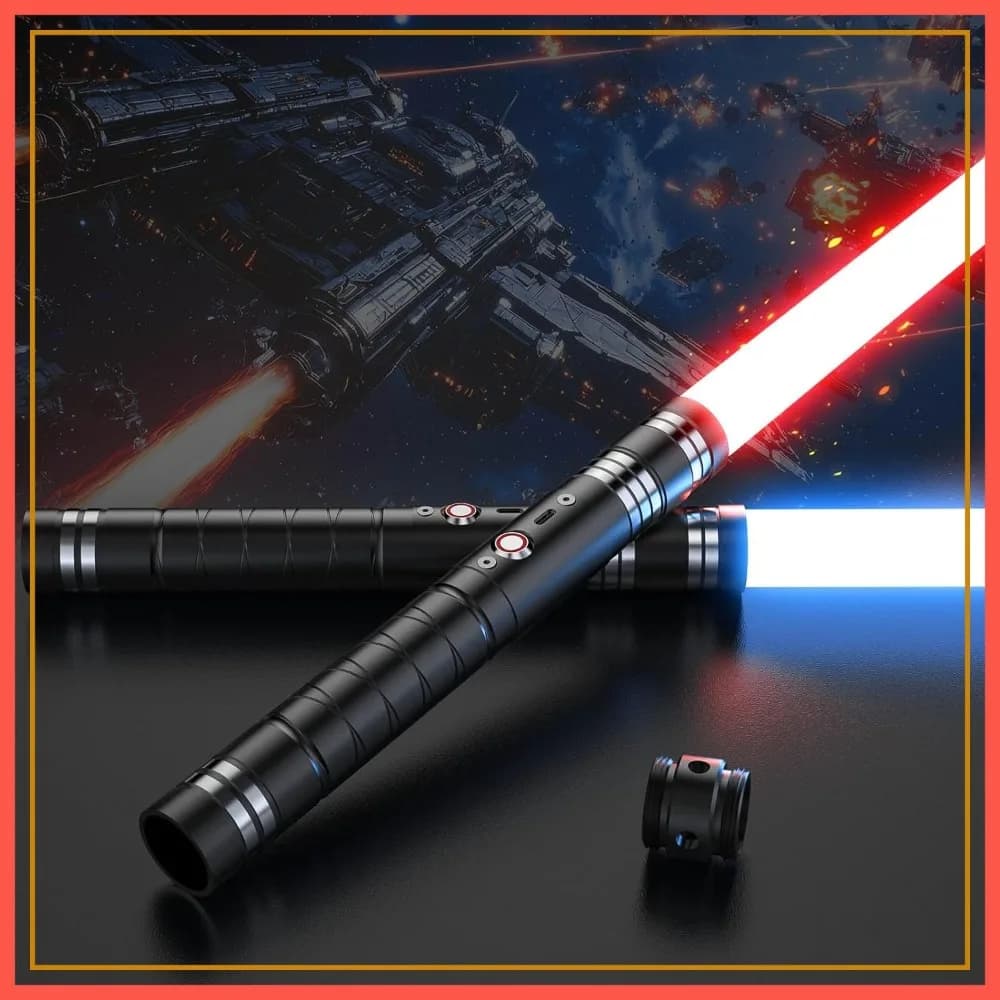 Spada Laser RGB a 24 Colori con Suono FX e Sensore di Movimento, Ricaricabile USB, 93cm 2 Pezzi, Spada Laser da Duello per Cosplay, Regalo