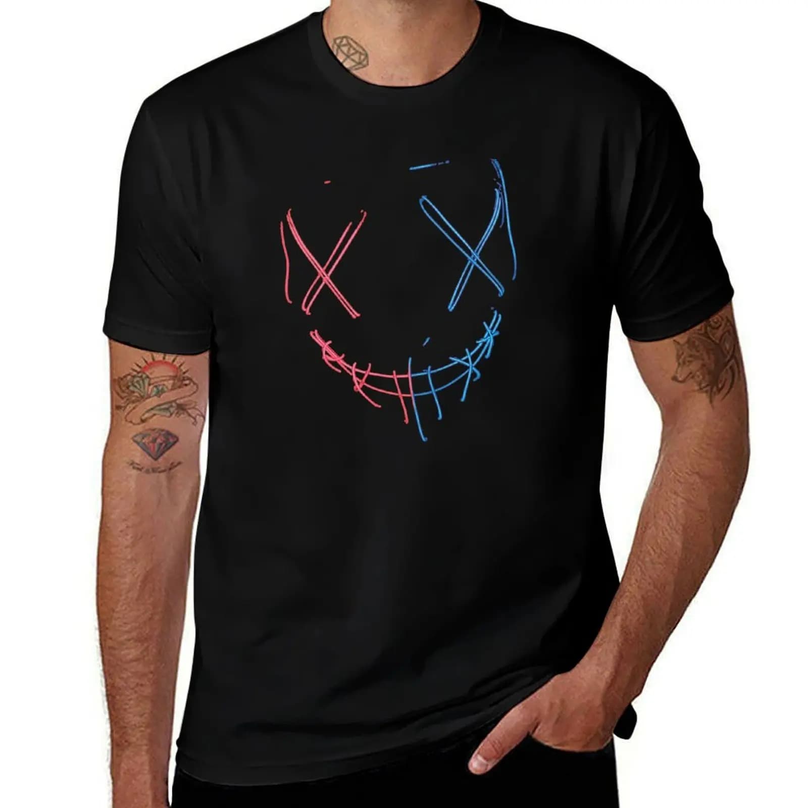 T-shirt con luce a LED e maschere luminose, T-shirt da lavoro, T-shirt casual