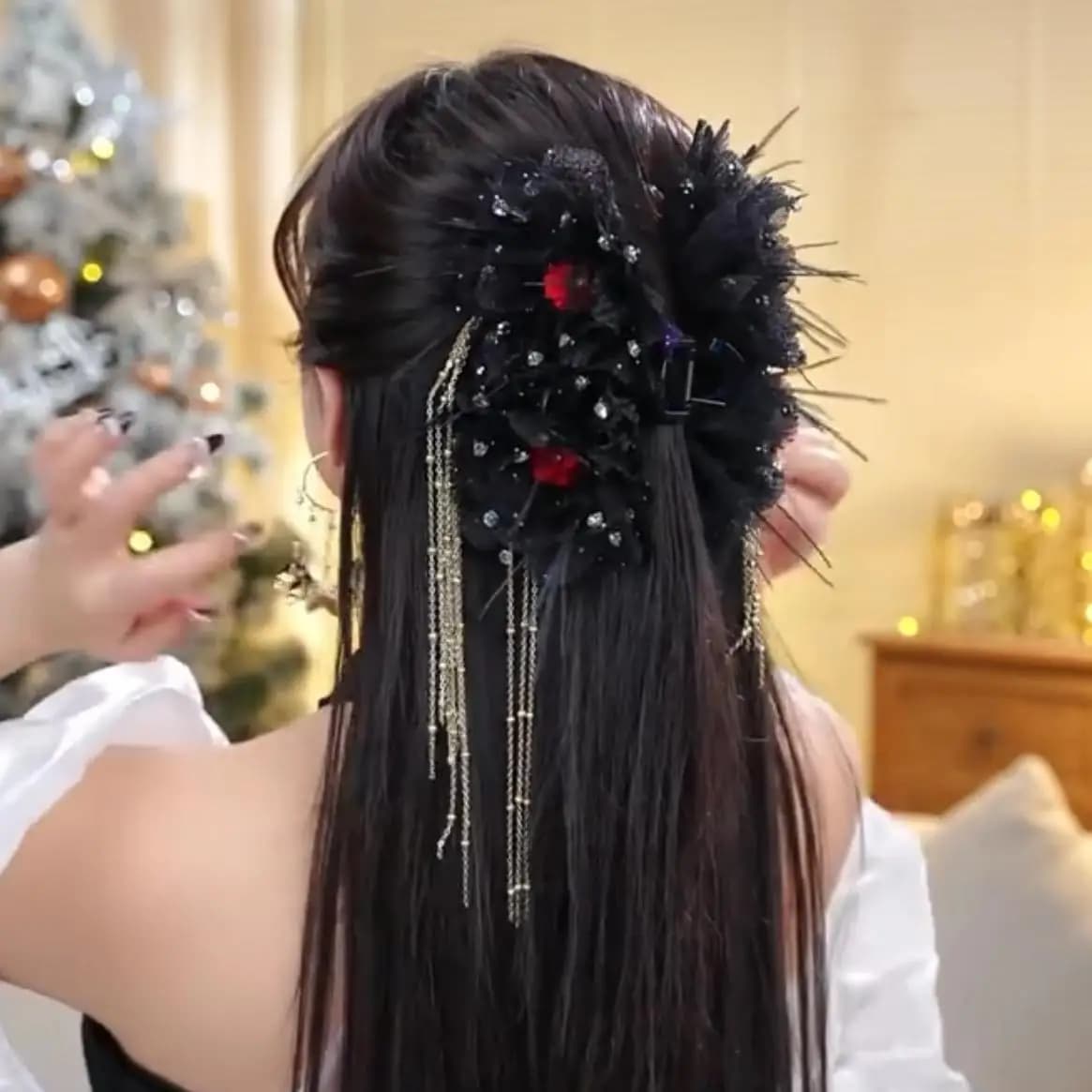 Squisito Autunno Inverno Piuma Fower Nappa Prestazioni Partito Delle Donne Delle Ragazze Artiglio Dei Capelli 2024 Nuovo Soffice Squalo Clip Tornante Femminile