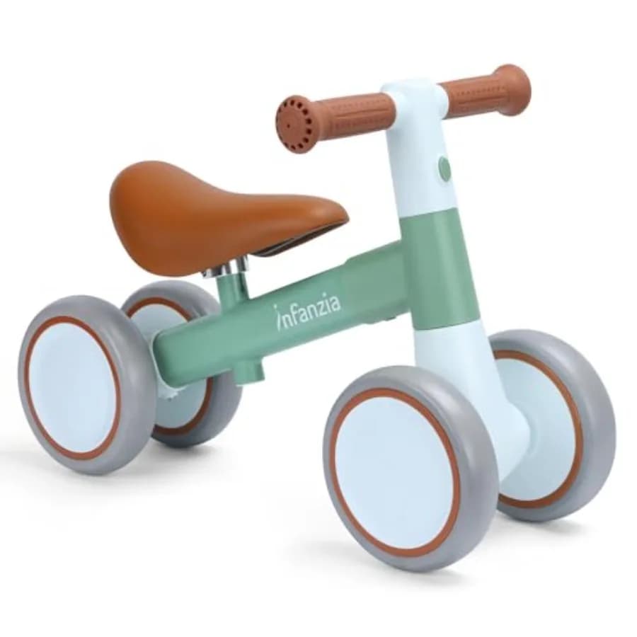 Bicicletta Senza Pedali per Bambini da 12-36 Mesi, Prima Bici per Bambini di 1 Anno, con Sedile Regolabile e 4 Ruote