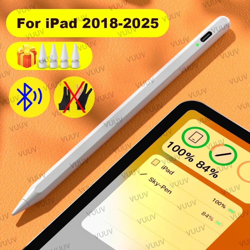 Per Apple Pencil 2 1 Stilo Touch Pen per iPad 2018-2025 con rilevamento dell'inclinazione Bluetooth Reiezione del palmo per scrivere disegni