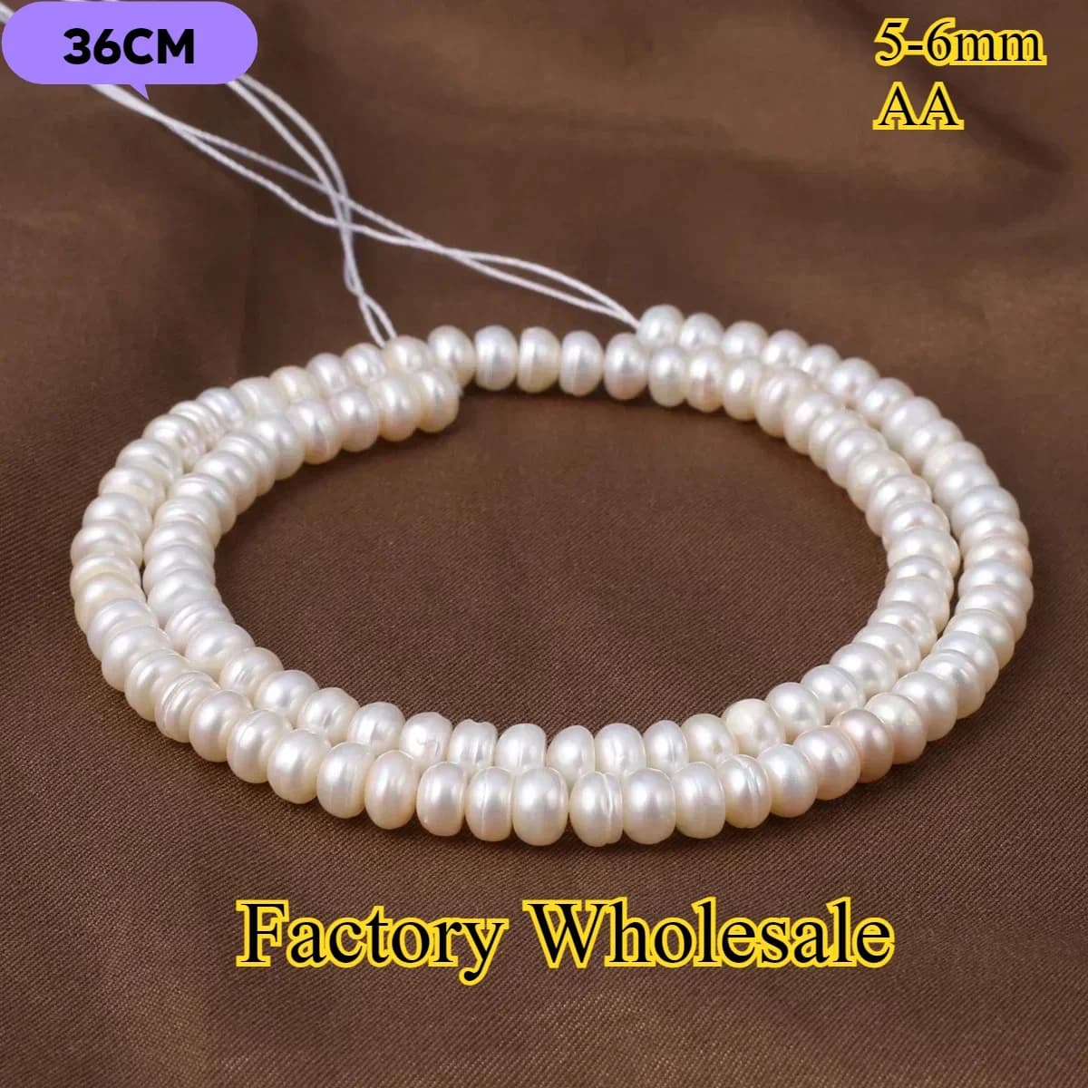 5-6mm AA Perla d'acqua dolce naturale Piatto Premium Luce Perline distanziatrici per gioielli Forniture Fai da te Collana da donna Bracciale Charms