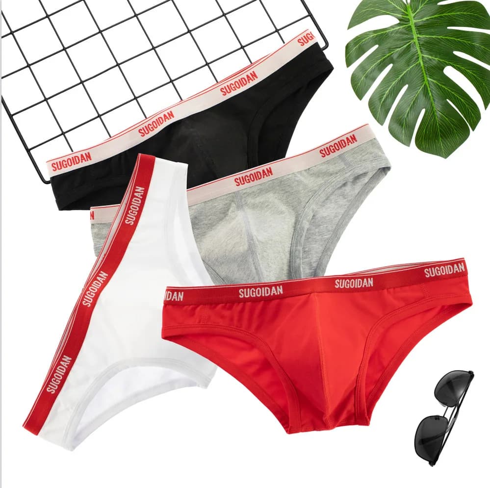 SUGOIDAN Cintura stretta in cotone da uomo Sexy Vita ultra bassa Stretto e traspirante Triangoli da uomo Piccolo bikini intimo