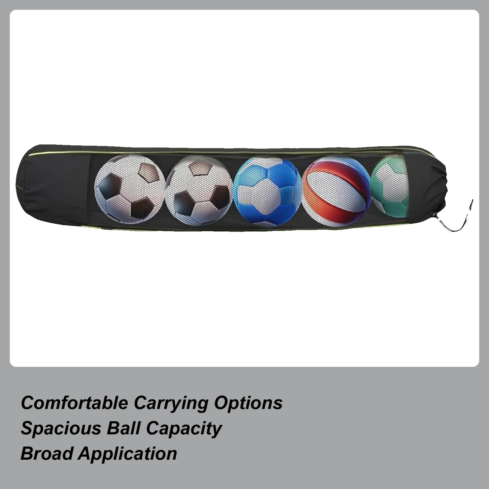 Borsa per palloni in rete Borsa per palloni da calcio con tracolla regolabile Sacco portatile con coulisse per tennis Nuoto Spiaggia Garage all'aperto