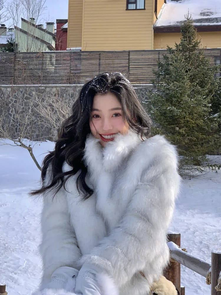 2025 New Korean Style Short Thick Gradient Fur Jacket Women's Fashionable Fur Coat Eco-friendly Short Plush Coat